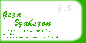 geza szakszon business card